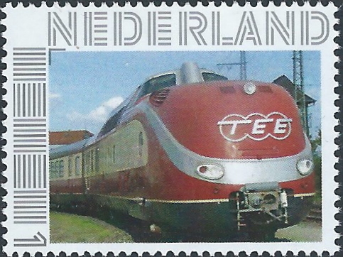 personalised stamp of The Netherlands with trains, trams, stations etc